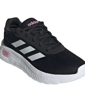 adidas Black and White Athletic Shoes with Pink Accents